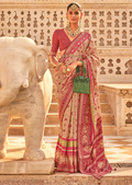 Beige Woven Royal Traditional Patola Silk Saree