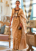 Golden Beige Woven Pure Handloom Tissue Silk Saree