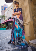Grape Purple Woven Pure Satin Crepe Silk Saree
