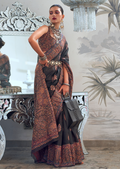 Black Woven Pure Handloom Kashmiri Jamewar Saree