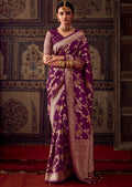 GRAPE PURPLE MEENAKARI WOVEN DESIGNER BANARASI SILK SAREE