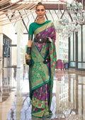 Purple Woven Handloom Banarasi Silk Saree