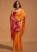 Mustard Yellow Woven Pure Handloom Silk Saree