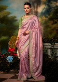 CARNATION PINK HEAVY EMBROIDERED DESIGNER KANJIVARAM SILK SAREE