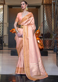 Peach Zari Woven Pure handloom Kanjivaram Silk Saree