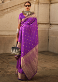 Violet Purple Woven Pure Handloom Khadi Silk Saree