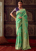 MINT GREEN MEENAKARI WOVEN DESIGNER BANARASI SILK SAREE