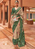 Warm Ivory Woven Traditional Bandhani Patola Silk Saree