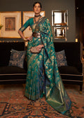 TEAL GREEN ZARI WOVEN HANDLOOM BANARASI SILK SAREE
