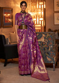 PLUM PURPLE ZARI WOVEN HANDLOOM BANARASI SILK SAREE