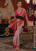 Lavender Pink Woven Pure Handloom Kashmiri Jamewar Silk Saree
