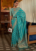 Sky Blue Two Tone Meenakari Woven Pure Organza Silk Saree