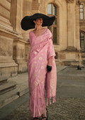 Crepe Pink Gota Woven Pure Handloom Silk Saree