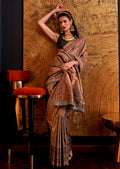 Black Copper Zari Woven Pure Handloom Kanjivaram Silk Saree