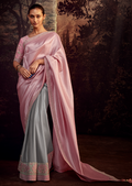 PASTEL PINK PURE BROCADE DESIGNER KANJIVARAM SILK SAREE