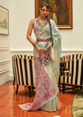 MINT GREEN WOVEN KASHMIRI JAMEWAR SILK SAREE