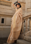 Beige Off White Woven Pure Handloom Khadi Silk Saree