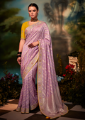 WISTERIA PURPLE HEAVY EMBROIDERED DESIGNER BANARASI SILK SAREE