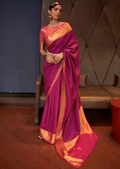 MAGENTA PINK WOVEN HANDLOOM KANJIVARAM SILK SAREE