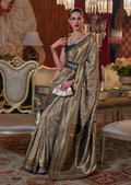 Grey Woven Pure Handloom Kashmiri Jamewar Silk Saree