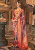 Violet & Red Woven Royal Patola Kanjivaram Silk Saree