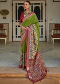 Kelly Green Woven Traditional Patola Silk Saree