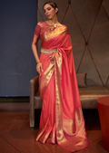 SUNSET ORANGE WOVEN HANDLOOM KANJIVARAM SILK SAREE