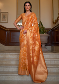 MUSTARD YELLOW ZARI WOVEN HANDLOOM ORGANZA SILK SAREE