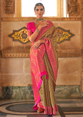 Olive Green Traditional Royal Patola Silk Saree