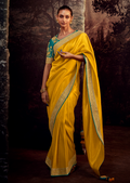 MUSTARD YELLOW DESIGNER KANJIVARAM SILK SAREE