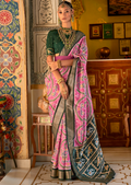 Lavender Rose Pink Woven Royal Traditional Patola Silk Saree