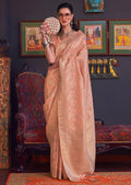 Peach Woven Pure Handloom Katan Silk Saree