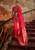 Red Zari Woven Two Tone Chinon Kanjivaram Silk Saree