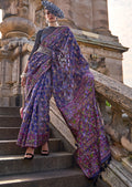 Royal Blue Woven Pure Handloom Parsi Organza Silk Saree