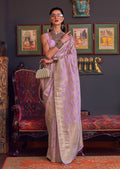 Lavender Purple Woven Pure Handloom Katan Silk Saree