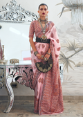 Carnation Pink Woven Pure Handloom Kashmiri Jamewar Saree