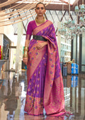 Purple Woven Handloom Banarasi Silk Saree
