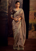 CHOCO BROWN PURE TISSUE SILK DESIGNER SAREE
