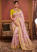 LILAC PURPLE PURE CREPE SILK DESIGNER BANARASI SAREE