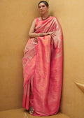 Pink Zari Woven Two Tone Handloom Kanjivaram Silk Saree