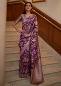 PLUM PURPLE ZARI WOVEN HANDLOOM ORGANZA SILK SAREE