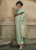 Mint Green Gota Woven Pure Handloom Silk Saree