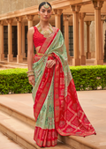 Tea Green Woven Traditional Bandhani Patola Silk Saree