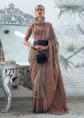 Artichoke Green Woven Pure Handloom Kashmiri Jamewar Saree