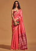 Georgia Peach Woven Pure Handloom Silk Saree