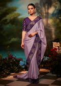 LAVENDER PURE CREPE SILK SWAROVSKI DESIGNER SAREE