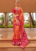 Mango Orange Woven Traditional Bandhani Patola Silk Saree