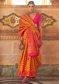 Mustard Yellow Traditional Royal Patola Silk Saree