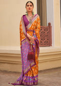 Mustard Yellow Woven Traditional Patola Silk Saree
