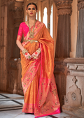 Mango Orange Woven Traditional Royal Patola Paithani Silk Saree
